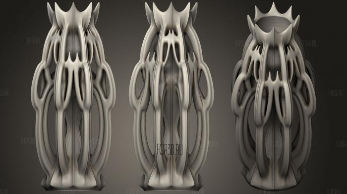 Convoluted Crown Vase stl model for CNC